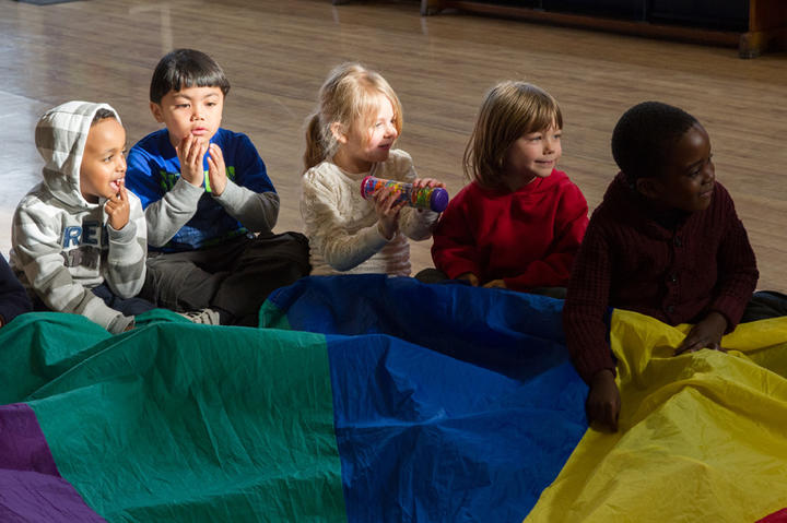 Parachutes and rainsticks: young children learn listening skills through play. Photo credit:Jane Hobson Parachutes and rainsticks: young children learn listening skills through play. Photo credit:Jane Hobson